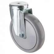 Roulette Manutention Pivotante Polyuréthane gris, +/- - Ø200mm 250kg - Fix. Trou central