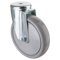 Roulette Manutention Pivotante Polyuréthane gris, +/- - Ø200mm 250kg - Fix. Trou central Roulette Manutention Pivotante Polyuréthane gris, +/- - Ø200mm 250kg - Fix. Trou central