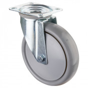 Roulette Manutention Pivotante Polyuréthane gris, +/- - Ø200mm 300kg - Fix. Platine
