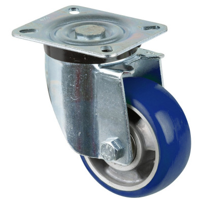 Roulette Manutention Pivotante Polyuréthane moulé Besothane - Ø100mm 200kg - Fix. Platine