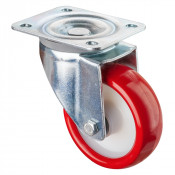 Roulette Manutention Pivotante Polyuréthane rouge - Ø100mm 140kg - Fix. Platine