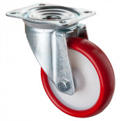 Roulette Manutention Pivotante Polyuréthane rouge - Ø150mm 240kg - Fix. Platine