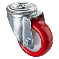 Roulette Manutention Pivotante Polyuréthane rouge - Ø80mm 100kg - Fix. Trou central Roulette Manutention Pivotante Polyuréthane rouge - Ø80mm 100kg - Fix. Trou central