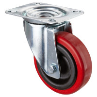 Roulette Manutention Pivotante Silicone, +250° - Ø100mm 100kg - Fix. Platine