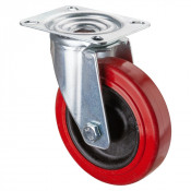 Roulette Manutention Pivotante Silicone, +250° - Ø125mm 130kg - Fix. Platine