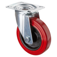 Roulette Manutention Pivotante Silicone, +250° - Ø125mm 130kg - Fix. Platine