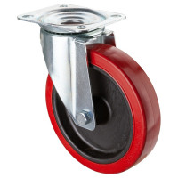 Roulette Manutention Pivotante Silicone, +250° - Ø200mm 220kg - Fix. Platine