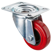 Roulette Manutention Pivotante Silicone, +250° - Ø80mm 80kg - Fix. Platine