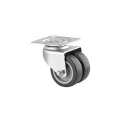 Roulette jumelée caoutchouc D50 plat – Charge 45 kg – Roulage silencieux et stable 