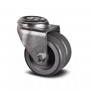 Roulette jumelée caoutchouc D75 œil – Charge 80 kg – Pivot fluide pour charges moyennes