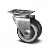 Roulette jumelée caoutchouc D75 plat – Charge 80 kg – Stabilité renforcée mobilier