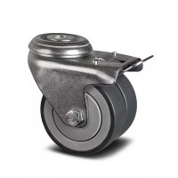 Roulette jumelée frein caoutchouc D75 œil – 85 kg – Sécurisation optimale en pivotement Roulette jumelée frein caoutchouc D75 œil – 85 kg – Sécurisation optimale en pivotement