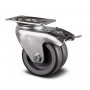 Roulette jumelée frein caoutchouc D75 plat – 80 kg – Blocage fiable et maniabilité 