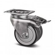 Roulette jumelée frein caoutchouc D75 plat – Charge 85 kg – Roulage maîtrisé et fiable 