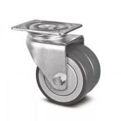 Roulette pivotante jumelée caoutchouc D75 plat – 85 kg – Maniabilité fluide et stable