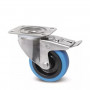 Roulette à Frein Inox Caoutchouc Bleu – Diamètres 100 à 125 mm – Charge 160 à 200 kg