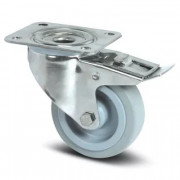 Roulette à Frein Inox Caoutchouc Gris – Diamètres 160 à 200 mm – Charge 300 à 400 kg