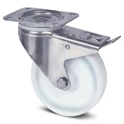 Roulette à Frein Inox Polyamide Blanc – Diamètres 80 à 200 mm – Charge 200 à 400 kg
