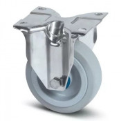 Roulette Fixe Inox Caoutchouc Gris – Diamètres 160 à 200 mm – Charge 300 à 400 kg