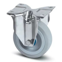 Roulette Fixe Inox Caoutchouc Gris – Diamètres 160 à 200 mm – Charge 300 à 400 kg
