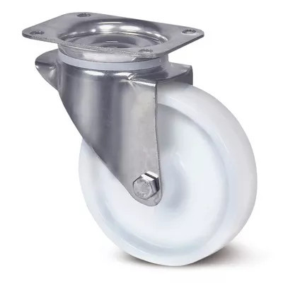 Roulette Pivotante Inox Polyamide Blanc – Diamètres 80 à 200 mm – Charge 200 à 400 kg