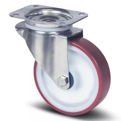Roulette Pivotante Inox Polyuréthane RGE – Diamètres 100 à 200 mm – Charge 150 à 400 kg