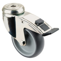 Roulette Inox Caoutchouc Ø100mm 100kg - Avec blocage directionnel
