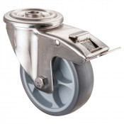 Roulette Inox Caoutchouc Ø100mm 110kg - Avec blocage directionnel