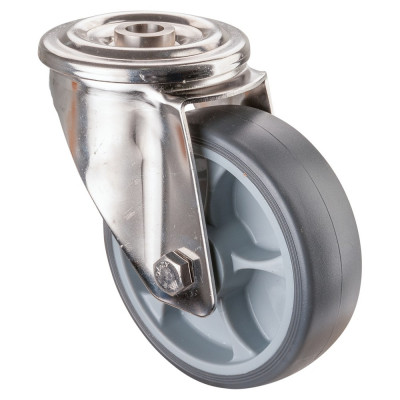 Roulette Inox Caoutchouc Ø100mm 110kg - Pivotante