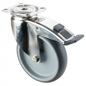Roulette Inox Caoutchouc Ø125mm 100kg - Avec blocage directionnel