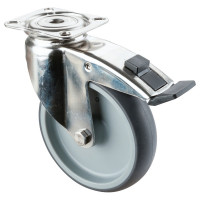 Roulette Inox Caoutchouc Ø125mm 100kg - Avec blocage directionnel