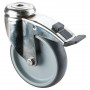 Roulette Inox Caoutchouc Ø125mm 100kg - Avec blocage directionnel