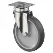 Roulette Inox Caoutchouc Ø125mm 100kg - Pivotante