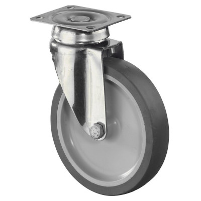 Roulette Inox Caoutchouc Ø125mm 100kg - Pivotante