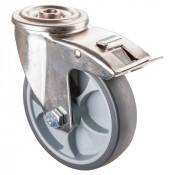 Roulette Inox Caoutchouc Ø125mm 120kg - Avec blocage directionnel