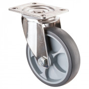 Roulette Inox Caoutchouc Ø125mm 120kg - Pivotante