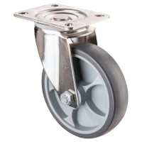 Roulette Inox Caoutchouc Ø125mm 120kg - Pivotante Roulette Inox Caoutchouc Ø125mm 120kg - Pivotante