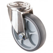 Roulette Inox Caoutchouc Ø125mm 120kg - Pivotante