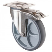 Roulette Inox Caoutchouc Ø200mm 220kg - Avec blocage directionnel