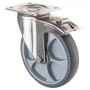 Roulette Inox Caoutchouc Ø200mm 220kg - Avec blocage directionnel