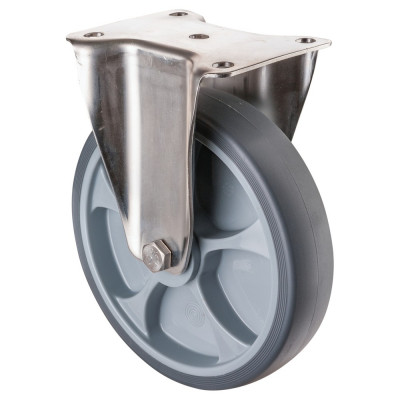 Roulette Inox Caoutchouc Ø200mm 220kg - Fixe