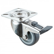 Roulette Inox Caoutchouc Ø50mm 50kg - Avec blocage directionnel