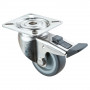 Roulette Inox Caoutchouc Ø50mm 50kg - Avec blocage directionnel