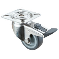 Roulette Inox Caoutchouc Ø50mm 50kg - Avec blocage directionnel Roulette Inox Caoutchouc Ø50mm 50kg - Avec blocage directionnel