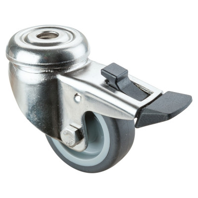 Roulette Inox Caoutchouc Ø50mm 50kg - Avec blocage directionnel