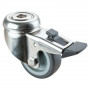 Roulette Inox Caoutchouc Ø50mm 50kg - Avec blocage directionnel