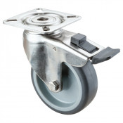 Roulette Inox Caoutchouc Ø75mm 75kg - Avec blocage directionnel