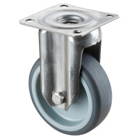 Roulette Inox Caoutchouc Ø75mm 75kg - Fixe Roulette Inox Caoutchouc Ø75mm 75kg - Fixe