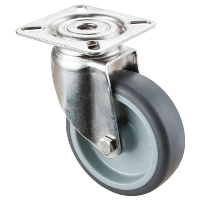 Roulette Inox Caoutchouc Ø75mm 75kg - Pivotante