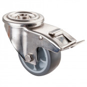 Roulette Inox Caoutchouc Ø80mm 100kg - Avec blocage directionnel